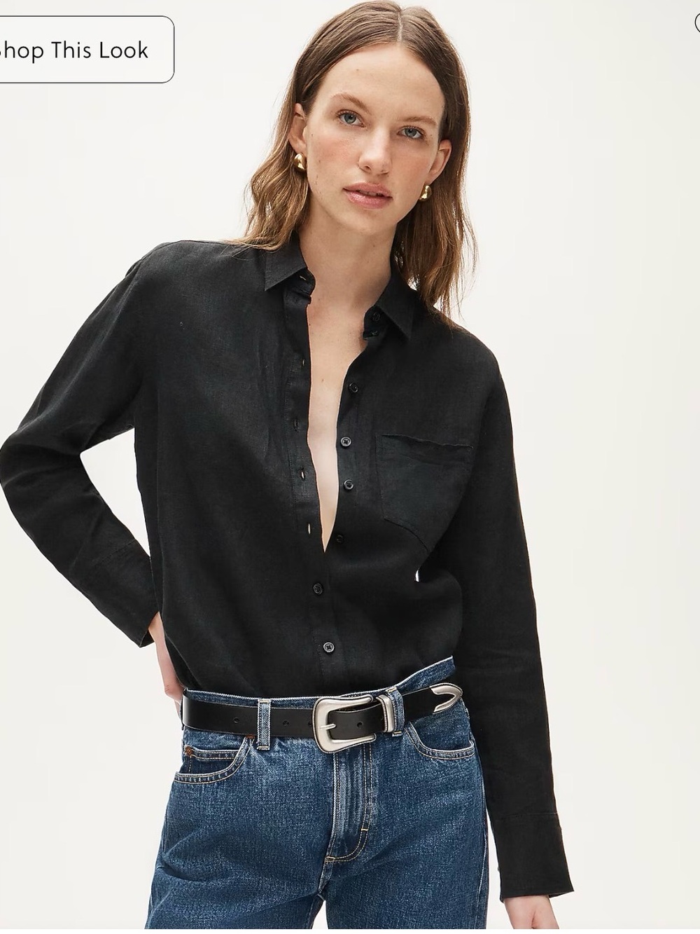 J. Crew Garçon classic black linen shirt in Baird McNutt Irish linen size 10